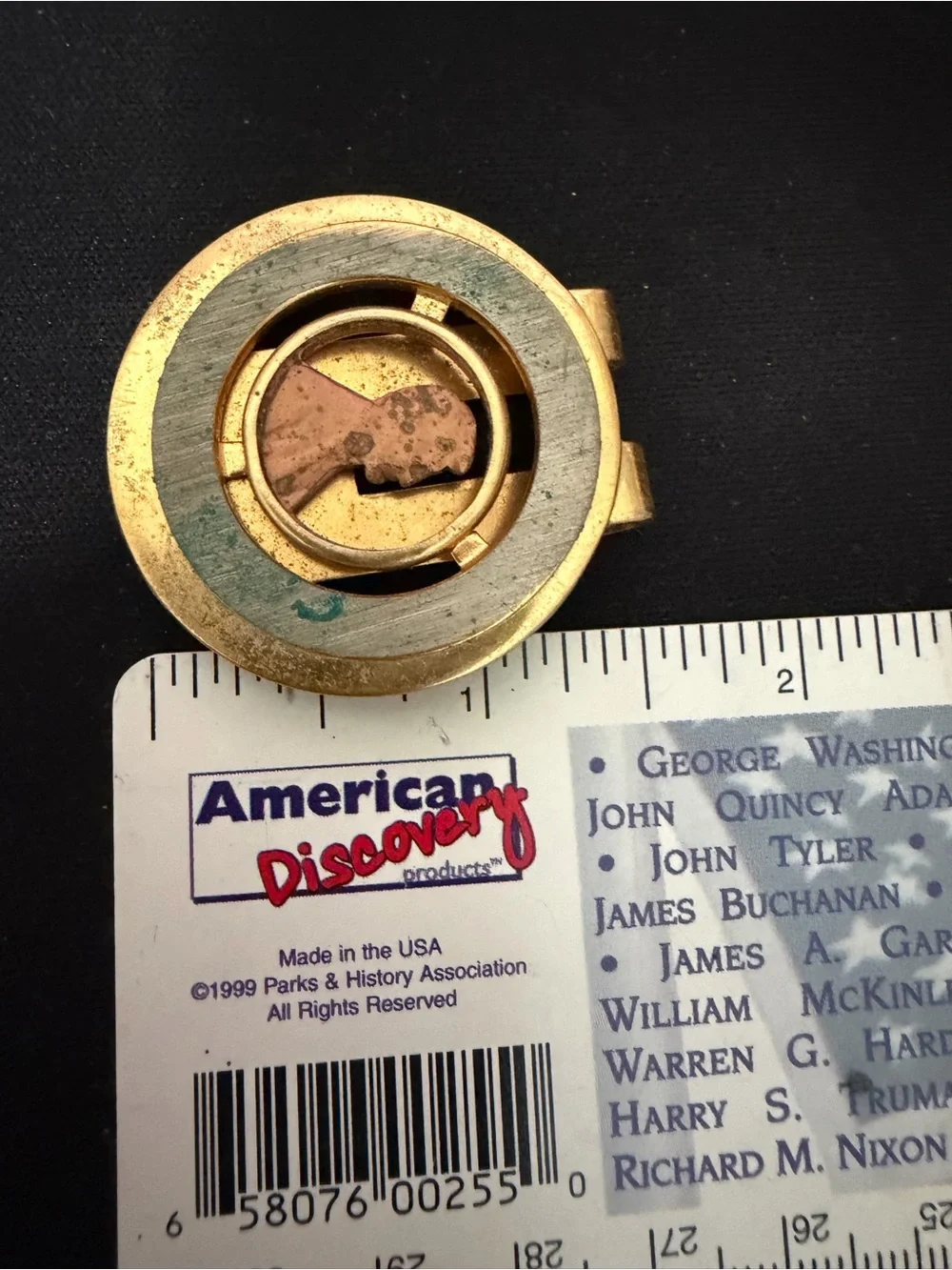 Vintage Round Gold Tone Money clip with Coin Motif